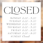 Elegant Serif winkel gesloten bord openingstijden Raamsticker (Vel 2)