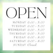 Elegant Serif Winkel Open Uur Bord Raamsticker (Vel 3)