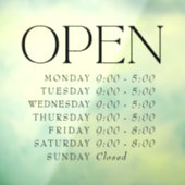 Elegant Serif winkel open uurbord Open teken Raamsticker (Vel 3)