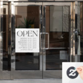 Elegant Serif winkel open uurbord Raamsticker (Kantoordeur)