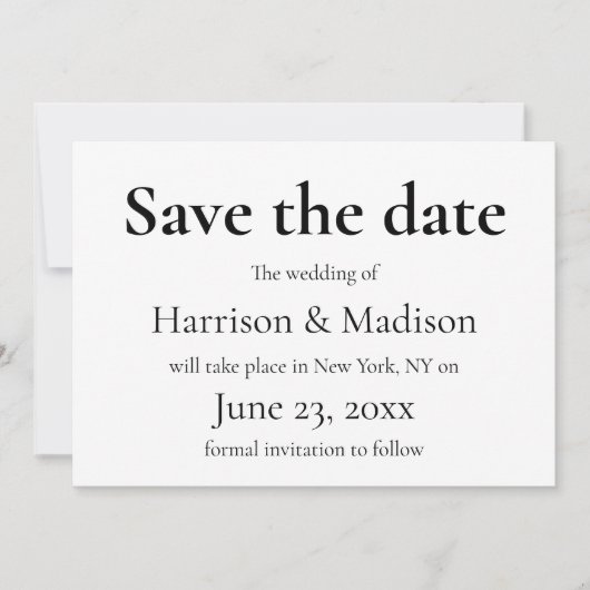 Elegant serif zwart & wit Bruiloft Save The Date (Voorkant)