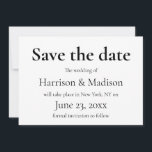 Elegant serif zwart & wit Bruiloft Save The Date<br><div class="desc">Sla de datum,  Elegante moderne minimalistische Serif bruiloft aankondiging kaart. Zwart-Wit</div>