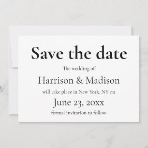 Elegant serif zwart & wit Bruiloft Save The Date