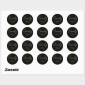 Elegant Seventy Birthday Sticker–Black Gold Script Ronde Sticker (Vel)