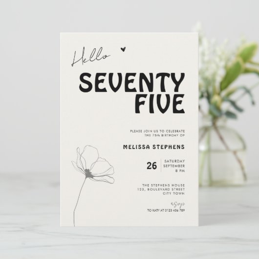 Elegant Seventy Five Bold Typography 75th Birthday Kaart (Staand voorkant)