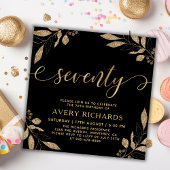 Elegant Seventy Gold Script Black 70e verjaardag Kaart