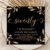 Elegant Seventy Gold Script Black 70e verjaardag Kaart