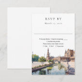 Elegant Sevilla Spanje Aquarel Bruiloft RSVP Kaartje (Voorkant / Achterkant)
