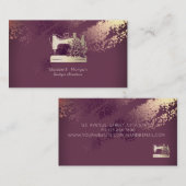 Elegant Sewing Machine Seamstress  Burgundy Visitekaartje (Voorkant / Achterkant)