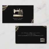 Elegant Sewing Machine Seamstress Gold Dust Black Visitekaartje (Voorkant / Achterkant)