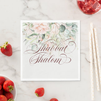 Elegant Shabbat Shalom Waterverf Shabbos Servet