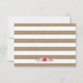 Elegant Shabby Burlap Stripes Floral RSVP Antwoord (Achterkant)