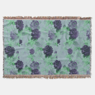 Elegant Shabby Chic Blauw Roos Illustratie Deken