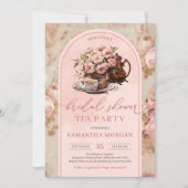 Elegant shabby chic blush bruids thee party kaart (Voorkant)