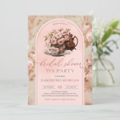 Elegant shabby chic  blush bruids thee party kaart (Staand voorkant)
