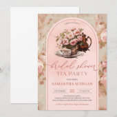 Elegant shabby chic  blush bruids thee party kaart (Voorkant / Achterkant)