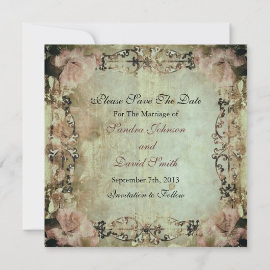 Elegant Shabby Chic Floral slaat de datum op Save The Date (Achterkant)