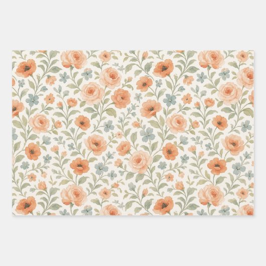 Elegant Shabby Chic Franse Floral Art Pattern Inpakpapier Vel (Voorkant)