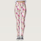 Elegant  Shabby Chic Paarse Rozen Leggings (Voorkant)