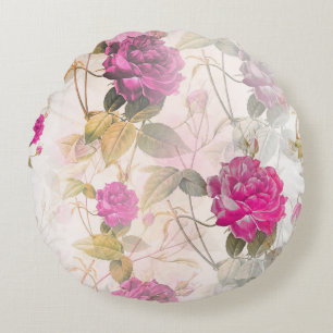 Elegant Shabby Chic Paarse Rozen Rond Kussen
