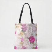 Elegant  Shabby Chic Paarse Rozen Tote Bag (Voorkant)