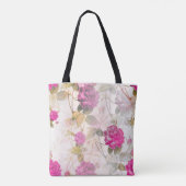 Elegant  Shabby Chic Paarse Rozen Tote Bag (Achterkant)