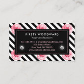 Elegant Shabby Chic Pink en Black Rozen Patroon Visitekaartje (Achterkant)