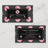 Elegant Shabby Chic Pink en Black Rozen Patroon Visitekaartje (Voorkant / Achterkant)