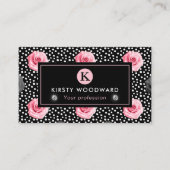 Elegant Shabby Chic Pink en Black Rozen Patroon Visitekaartje (Voorkant)