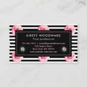Elegant Shabby Chic Pink en Black Rozen Patroon Visitekaartje (Achterkant)