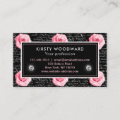 Elegant Shabby Chic Pink en Black Rozen Patroon Visitekaartje (Achterkant)