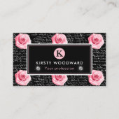 Elegant Shabby Chic Pink en Black Rozen Patroon Visitekaartje (Voorkant)