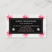 Elegant Shabby Chic Pink en Black Rozen Patroon Visitekaartje (Achterkant)