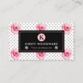 Elegant Shabby Chic Pink en Black Rozen Patroon Visitekaartje (Voorkant)