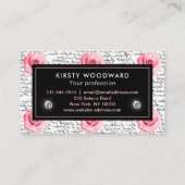 Elegant Shabby Chic Pink en Black Rozen Patroon Visitekaartje (Achterkant)