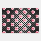 Elegant Shabby Chic Pink en Black Rozen Stripes Inpakpapier Vel (Voorkant 3)