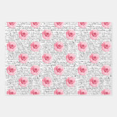 Elegant Shabby Chic Pink en Black Rozen Stripes Inpakpapier Vel (Voorkant)