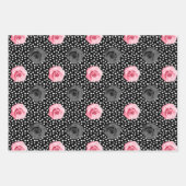 Elegant Shabby Chic Pink en Black Rozen Stripes Inpakpapier Vel (Voorkant)