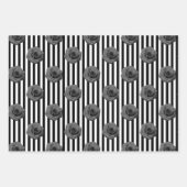 Elegant Shabby Chic Pink en Black Rozen Stripes Inpakpapier Vel (Voorkant 3)
