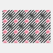 Elegant Shabby Chic Pink en Black Rozen Stripes Inpakpapier Vel (Voorkant)