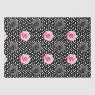 Elegant Shabby Chic Pink Roses and Polka Dot Tissuepapier