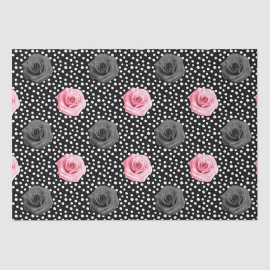 Elegant Shabby Chic Pink Roses and Polka Dot Tissuepapier (Voorkant)