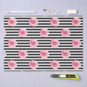 Elegant Shabby Chic Pink Roses and Stripes Tissuepapier (Craft)