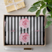 Elegant Shabby Chic Pink Roses and Stripes Tissuepapier (Geschenk)