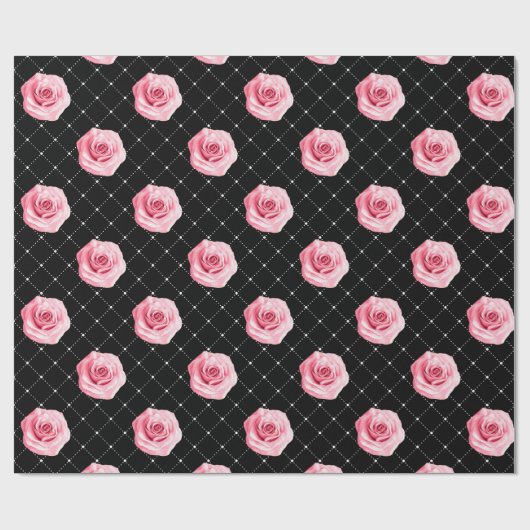 Elegant Shabby Chic Pink Roses en Diamonds Cadeaupapier (Vlak)