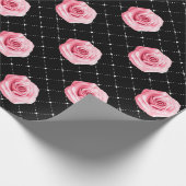 Elegant Shabby Chic Pink Roses en Diamonds Cadeaupapier (Hoek)