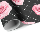 Elegant Shabby Chic Pink Roses en Diamonds Cadeaupapier (Rol Hoek)