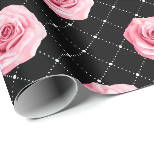 Elegant Shabby Chic Pink Roses en Diamonds Cadeaupapier (Rol Hoek)