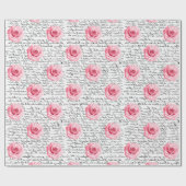 Elegant Shabby Chic Pink Roses en Handschrift Cadeaupapier (Vlak)