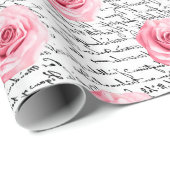 Elegant Shabby Chic Pink Roses en Handschrift Cadeaupapier (Rol Hoek)